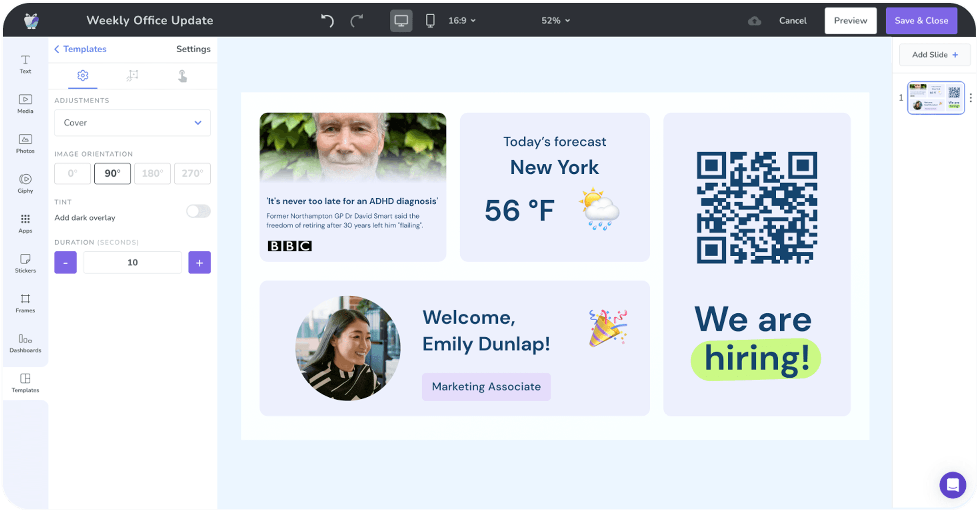 screenshot of the CMS platform